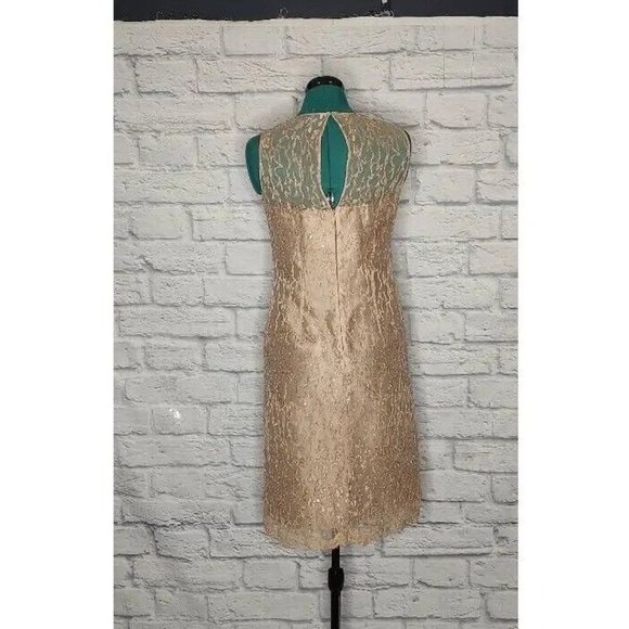 Montage By Mon Cheri Womens 2 piece Dress With  Jacket Beige Floral Keyhole 8 - Picture 6 of 10